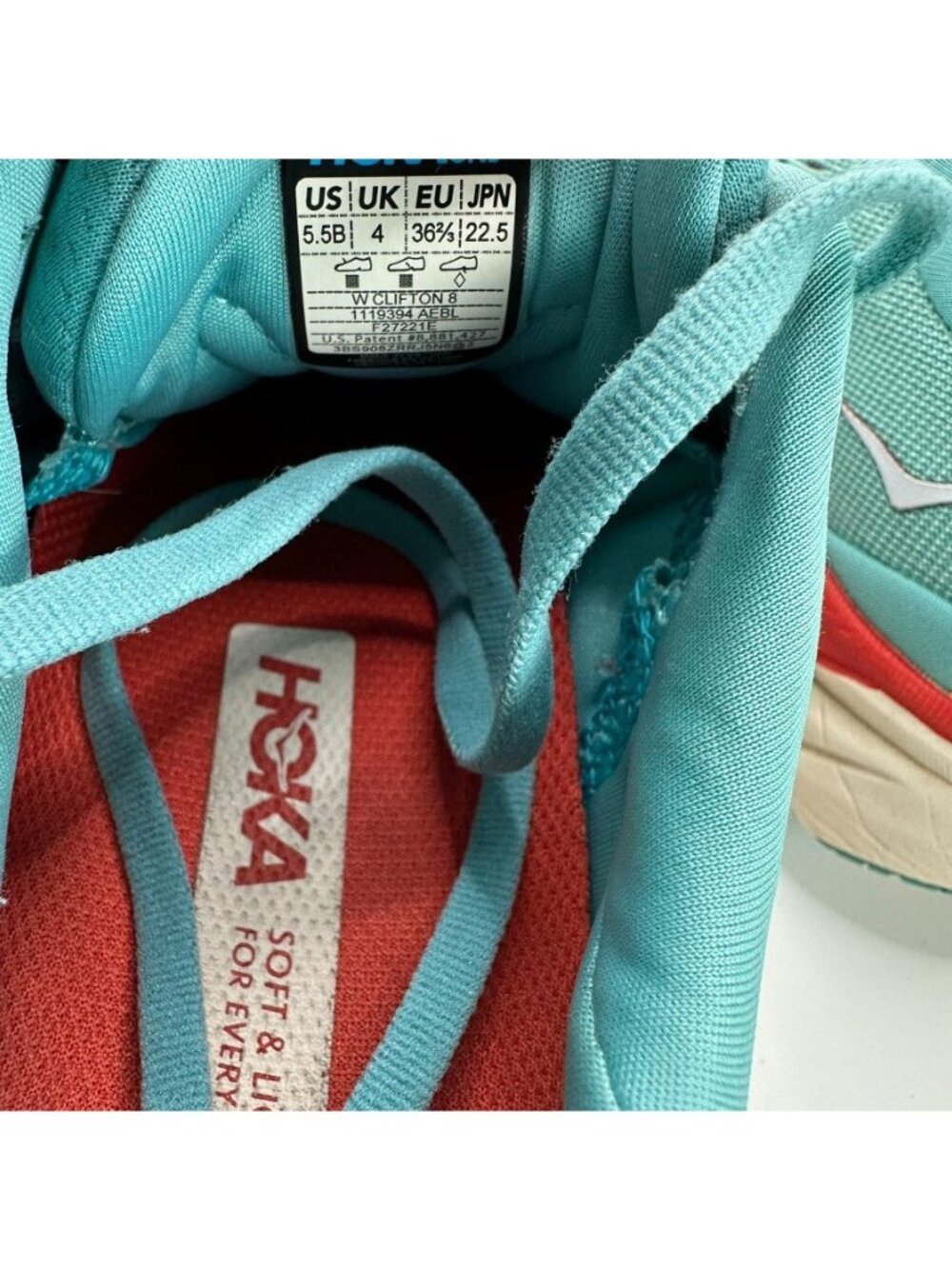 Hoka One One W Clifton 8 Shoes Womens Size 5.5B Blue Red Running Cushioned - Picture 7 of 9